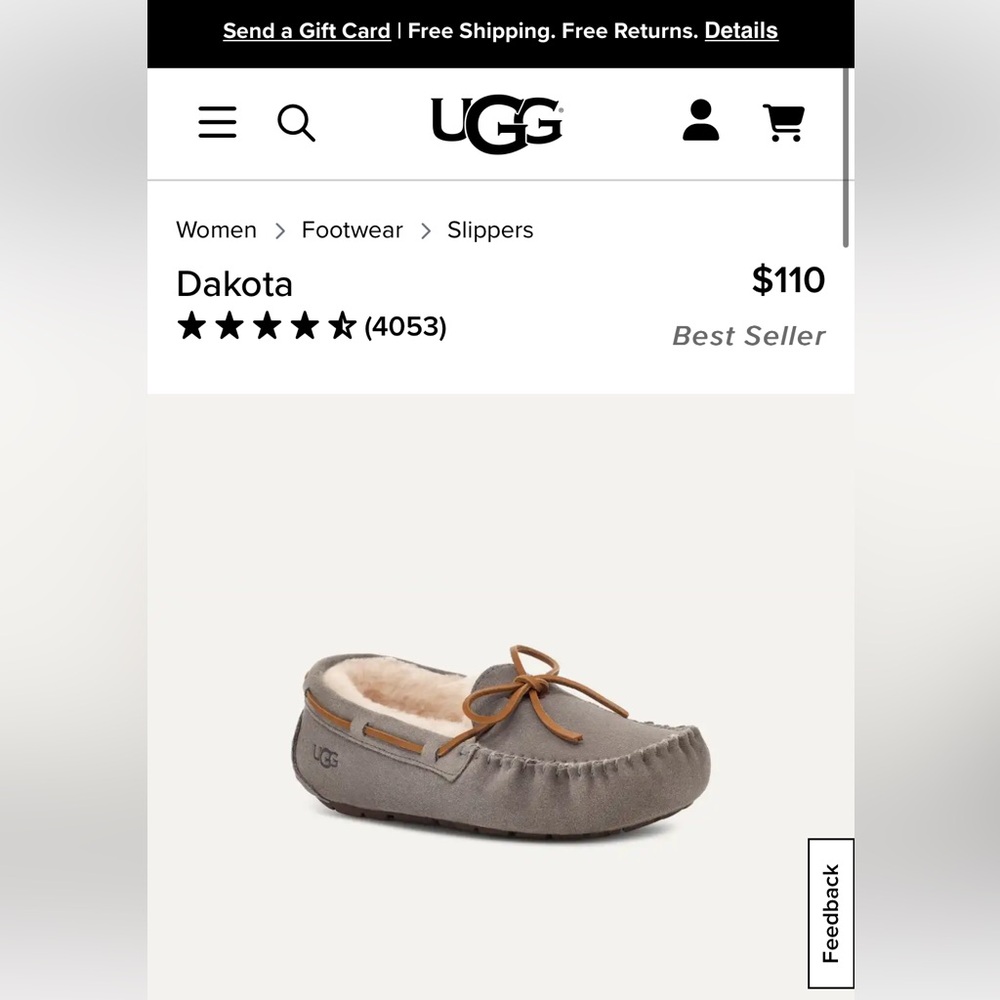 UGG Dakota Gray Moccasin Slippers